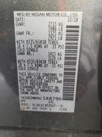 Photo 10 from auction – 2019 NISSAN PATHFINDER with VIN 5N1DR2MM4KC588790