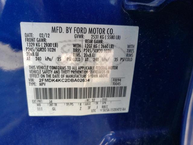 Photo 10 from auction – 2013 FORD EDGE LIMIT with VIN 2FMDK4KC2DBA02634