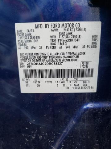 Photo 10 from auction – 2013 FORD EDGE SEL with VIN 2FMDK3JC2DBC88237