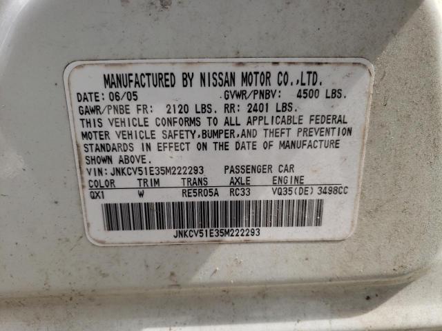 Photo 10 from auction – 2005 INFINITI G35 with VIN JNKCV51E35M222293