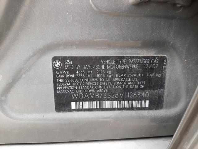 Photo 10 from auction – 2008 BMW 335 I with VIN WBAVB73558VH26340