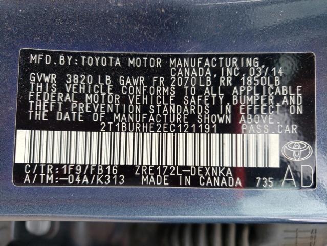Photo 10 from auction – 2014 TOYOTA COROLLA L with VIN 2T1BURHE2EC121191