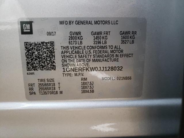 Photo 10 from auction – 2018 CHEVROLET TRAVERSE L with VIN 1GNERFKW0JJ128032