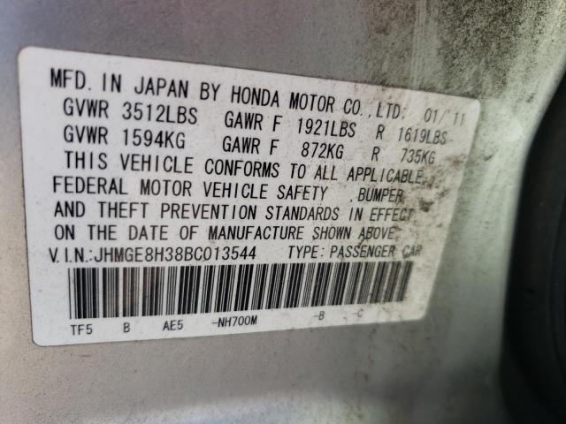 Photo 10 from auction – 2011 HONDA FIT with VIN JHMGE8H38BC013544