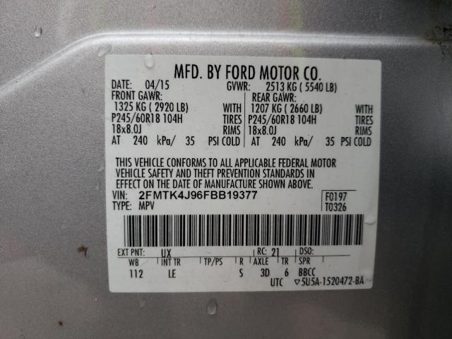 Photo 10 from auction – 2015 FORD EDGE SEL with VIN 2FMTK4J96FBB19377