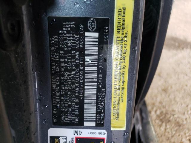 Photo 10 from auction – 2010 TOYOTA CAMRY BASE with VIN 4T4BF3EK8AR061112