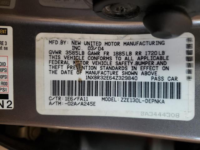 Photo 10 from auction – 2004 TOYOTA COROLLA CE with VIN 1NXBR32E64Z329840