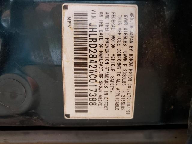 Photo 10 from auction – 1998 HONDA CR-V LX with VIN JHLRD2842WC017388