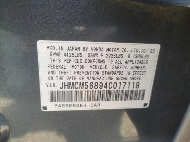 Photo 10 from auction – 2004 HONDA ACCORD EX with VIN JHMCM56894C017118
