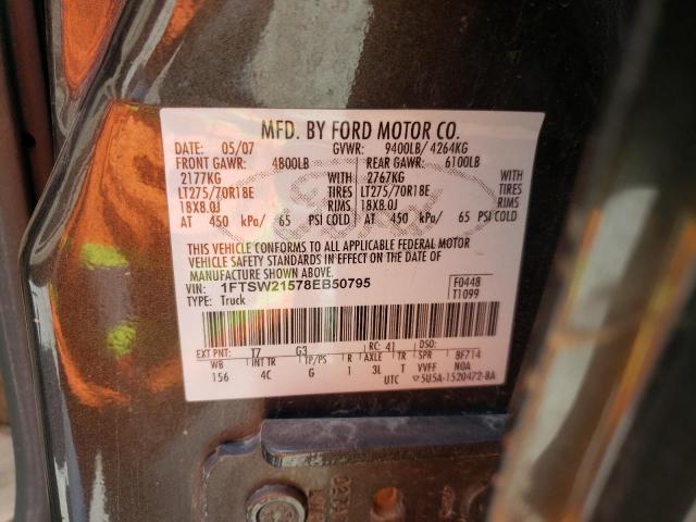 Photo 10 from auction – 2008 FORD F250 SUPER with VIN 1FTSW21578EB50795