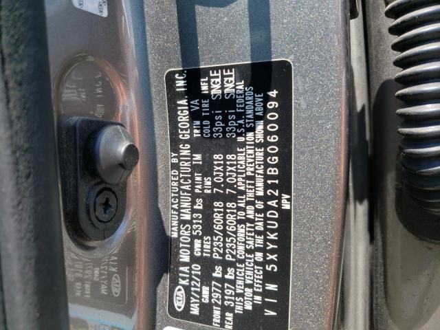 Photo 10 from auction – 2011 KIA SORENTO EX with VIN 5XYKUDA21BG060094