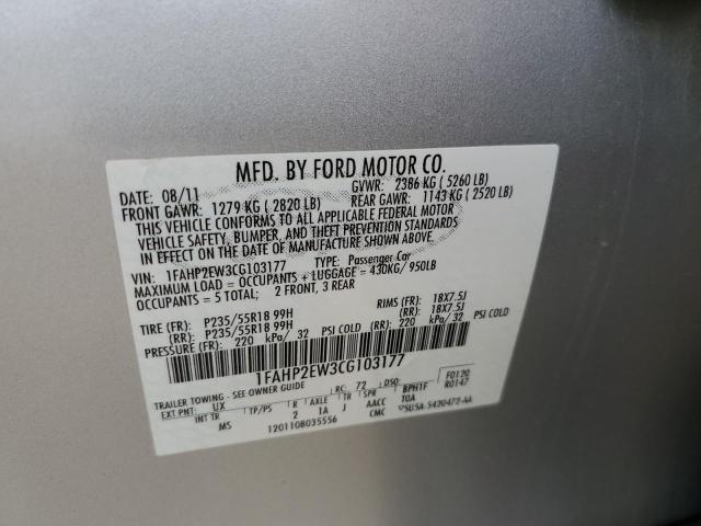 Photo 10 from auction – 2012 FORD TAURUS SEL with VIN 1FAHP2EW3CG103177