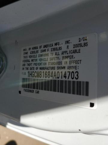 Photo 10 from auction – 2004 HONDA ACCORD EX with VIN 1HGCM81684A014703