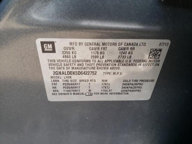 Photo 10 from auction – 2013 CHEVROLET EQUINOX LT with VIN 2GNALDEK5D6422752