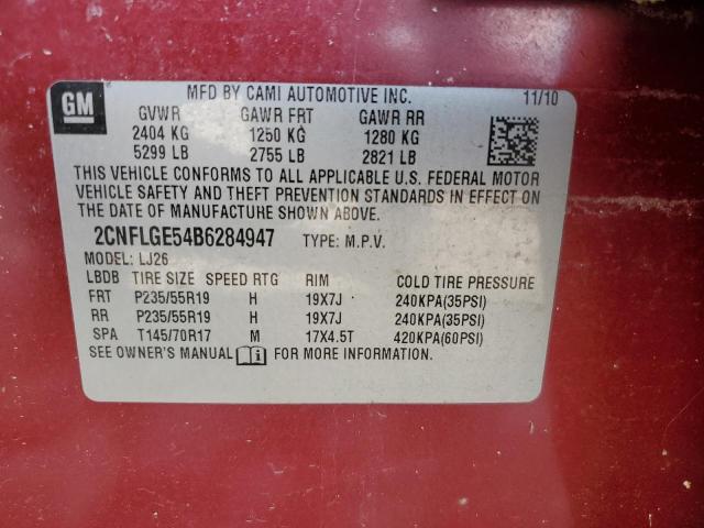 Photo 10 from auction – 2011 CHEVROLET EQUINOX LT with VIN 2CNFLGE54B6284947