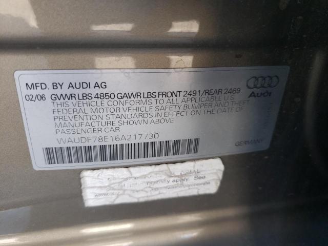 Photo 10 from auction – 2006 AUDI A4 2.0T QU with VIN WAUDF78E16A217730