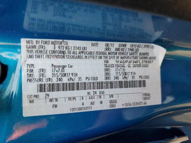 Photo 10 from auction – 2015 FORD FOCUS SE with VIN 1FADP3F24FL378567