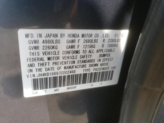Photo 10 from auction – 2007 ACURA RL with VIN JH4KB16697C002468