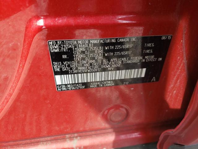 Photo 10 from auction – 2015 TOYOTA RAV4 XLE with VIN 2T3RFREVXFW350917