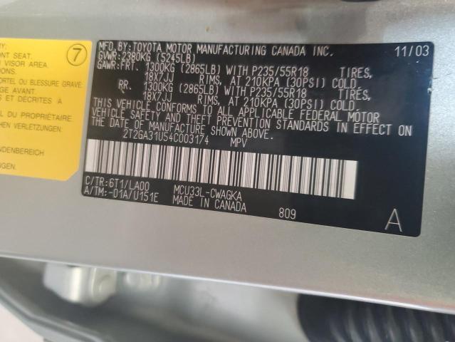 Photo 10 from auction – 2004 LEXUS RX 330 with VIN 2T2GA31U54C003174