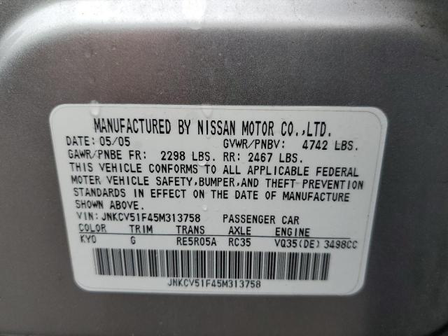 Photo 10 from auction – 2005 INFINITI G35 with VIN JNKCV51F45M313758