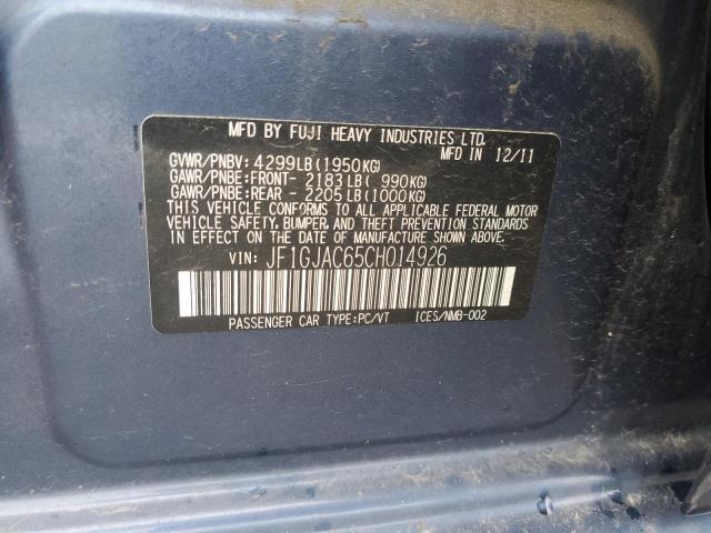 Photo 10 from auction – 2012 SUBARU IMPREZA with VIN JF1GJAC65CH014926