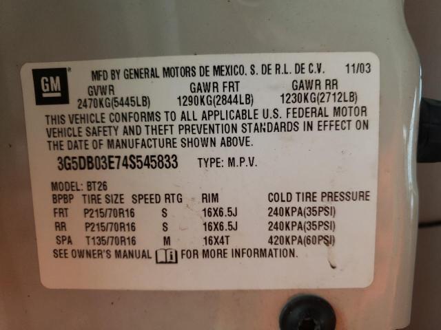 Photo 10 from auction – 2004 BUICK RENDEZVOUS with VIN 3G5DB03E74S545833