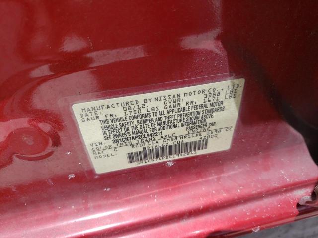 Photo 10 from auction – 2012 NISSAN VERSA S with VIN 3N1CN7AP2CL942211
