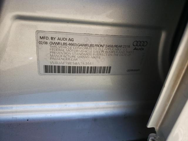 Photo 10 from auction – 2008 AUDI A4 2.0T with VIN WAUAF78E58A153441