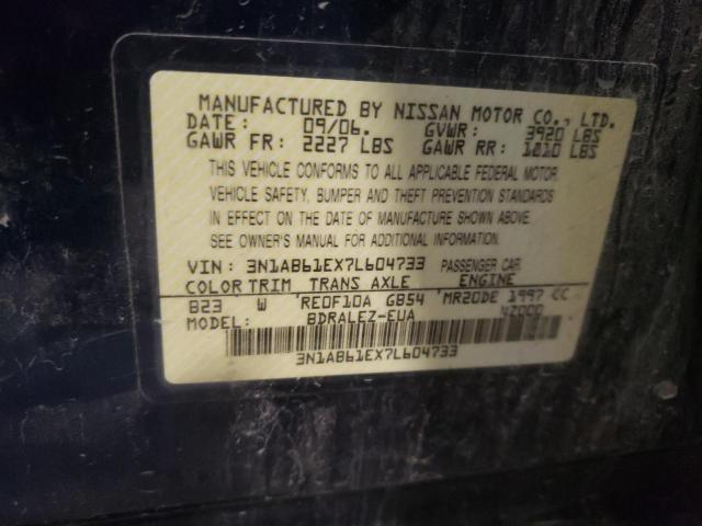 Photo 10 from auction – 2007 NISSAN SENTRA 2.0 with VIN 3N1AB61EX7L604733