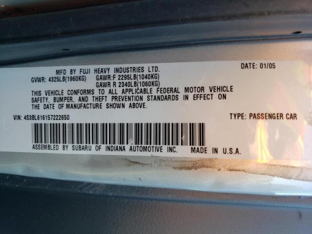 Photo 10 from auction – 2005 SUBARU LEGACY 2.5 with VIN 4S3BL616157222650