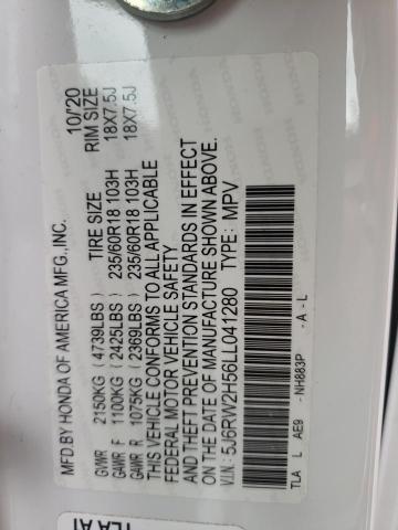Photo 10 from auction – 2020 HONDA CR-V with VIN 5J6RW2H56LL041280