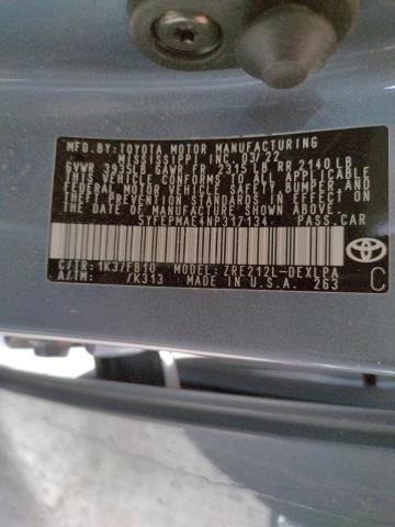 Photo 10 from auction – 2022 TOYOTA COROLLA LE with VIN 5YFEPMAE4NP317134