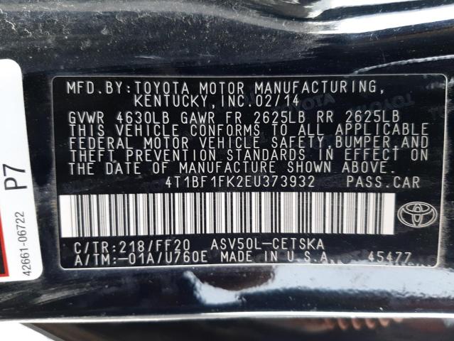 Photo 10 from auction – 2014 TOYOTA CAMRY L with VIN 4T1BF1FK2EU373932