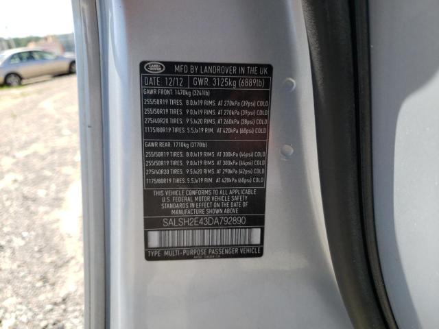 Photo 10 from auction – 2013 LAND ROVER RANGE ROVE with VIN SALSH2E43DA792890