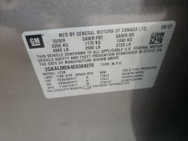 Photo 10 from auction – 2012 GMC TERRAIN SL with VIN 2GKALMEK4C6384278