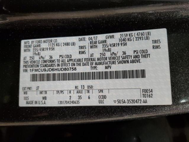 Photo 10 from auction – 2017 FORD ESCAPE with VIN 1FMCU9JD6HUD80758
