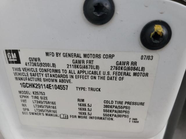 Photo 10 from auction – 2004 CHEVROLET SILVERADO with VIN 1GCHK29114E104557