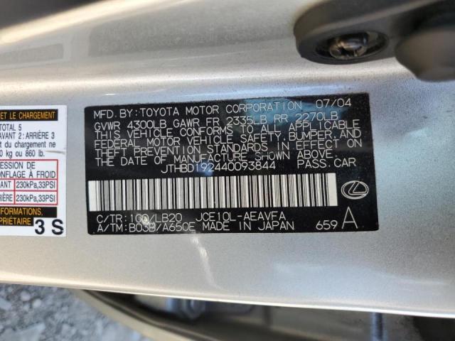 Photo 10 from auction – 2004 LEXUS IS 300 with VIN JTHBD192440093844