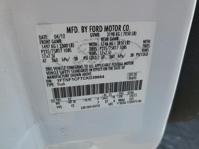 Photo 10 from auction – 2012 FORD F150 with VIN 1FTNF1CF7CKD39664