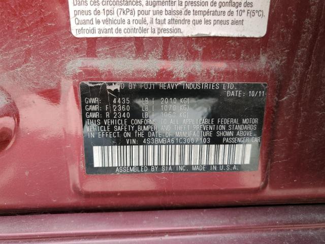 Photo 10 from auction – 2012 SUBARU LEGACY 2.5 with VIN 4S3BMBA61C3007103
