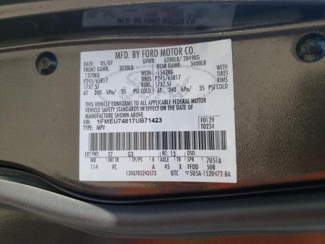 Photo 10 from auction – 2007 FORD EXPLORER E with VIN 1FMEU74817UB71423