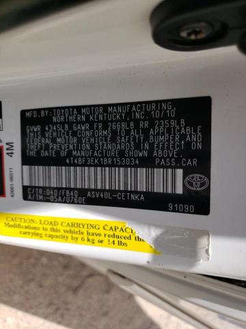 Photo 10 from auction – 2011 TOYOTA CAMRY BASE with VIN 4T4BF3EK1BR153034