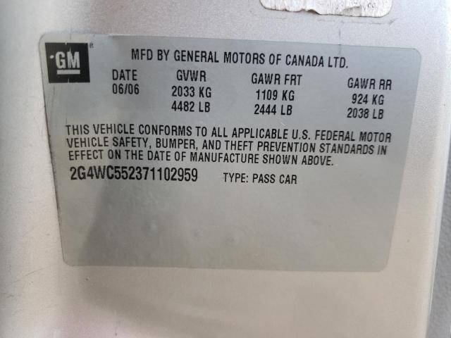 Photo 10 from auction – 2007 BUICK LACROSSE C with VIN 2G4WC552371102959