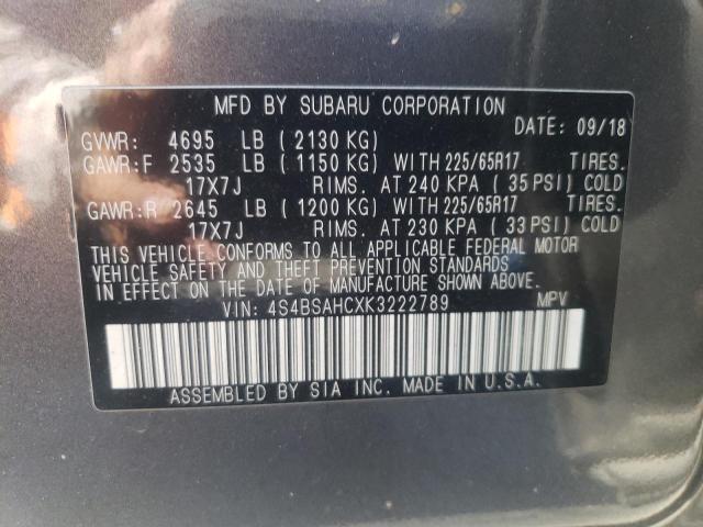 Photo 10 from auction – 2019 SUBARU OUTBACK 2. with VIN 4S4BSAHCXK3222789