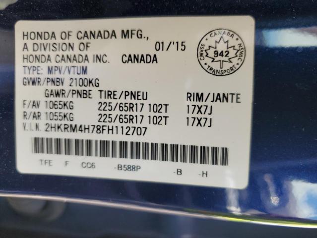Photo 10 from auction – 2015 HONDA CR-V EXL with VIN 2HKRM4H78FH112707