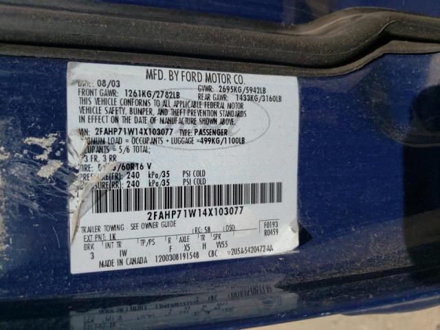 Photo 10 from auction – 2004 FORD CROWN VICT with VIN 2FAHP71W14X103077
