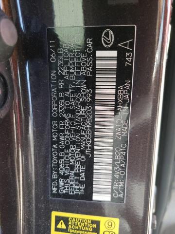 Photo 10 from auction – 2011 LEXUS CT 200 with VIN JTHKD5BH9B2031993