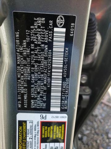 Photo 10 from auction – 2012 TOYOTA CAMRY BASE with VIN 4T4BF1FK1CR263604