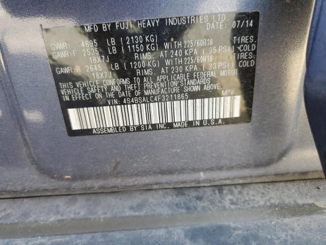 Photo 10 from auction – 2015 SUBARU OUTBACK 2. with VIN 4S4BSALC4F3211865